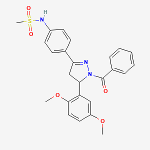 molecular formula C25H25N3O5S B2535266 N-(4-(1-benzoyl-5-(2,5-dimethoxyphenyl)-4,5-dihydro-1H-pyrazol-3-yl)phenyl)methanesulfonamide CAS No. 863002-01-1