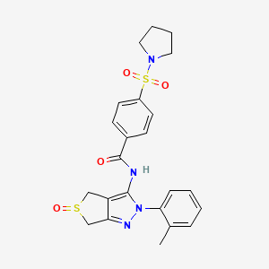 molecular formula C23H24N4O4S2 B2535267 N-(5-oxido-2-(o-tolyl)-4,6-dihydro-2H-thieno[3,4-c]pyrazol-3-yl)-4-(pyrrolidin-1-ylsulfonyl)benzamide CAS No. 1017691-69-8