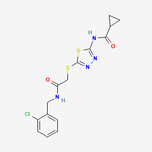 molecular formula C15H15ClN4O2S2 B2535271 N-[5-[2-[(2-chlorophenyl)methylamino]-2-oxoethyl]sulfanyl-1,3,4-thiadiazol-2-yl]cyclopropanecarboxamide CAS No. 893332-92-8