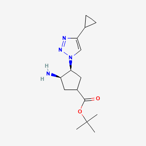 molecular formula C15H24N4O2 B2535272 Tert-butyl (3R,4S)-3-amino-4-(4-cyclopropyltriazol-1-yl)cyclopentane-1-carboxylate CAS No. 2126158-01-6