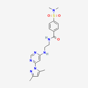 molecular formula C20H25N7O3S B2535278 N-(2-((6-(3,5-二甲基-1H-吡唑-1-基)嘧啶-4-基)氨基)乙基)-4-(N,N-二甲基氨磺酰基)苯甲酰胺 CAS No. 1207040-22-9