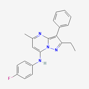 molecular formula C21H19FN4 B2535279 2-ethyl-N-(4-fluorophenyl)-5-methyl-3-phenylpyrazolo[1,5-a]pyrimidin-7-amine CAS No. 890620-57-2