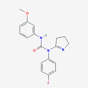 molecular formula C18H18FN3O2 B2535286 1-(3,4-dihydro-2H-pyrrol-5-yl)-1-(4-fluorophenyl)-3-(3-methoxyphenyl)urea CAS No. 898449-57-5