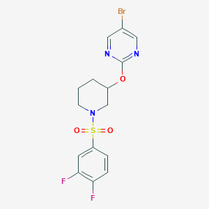 molecular formula C15H14BrF2N3O3S B2535291 5-Bromo-2-((1-((3,4-difluorophenyl)sulfonyl)piperidin-3-yl)oxy)pyrimidine CAS No. 2034621-66-2