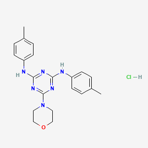 molecular formula C21H25ClN6O B2535296 6-morpholino-N2,N4-di-p-tolyl-1,3,5-triazine-2,4-diamine hydrochloride CAS No. 1179480-59-1