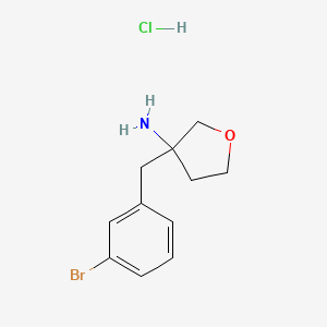 molecular formula C11H15BrClNO B2535302 3-[(3-Bromophenyl)methyl]oxolan-3-amine;hydrochloride CAS No. 2344678-03-9