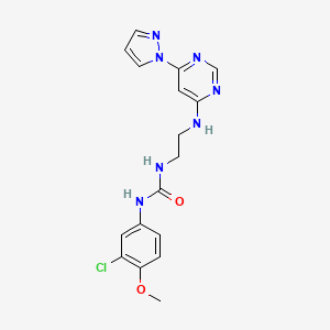 molecular formula C17H18ClN7O2 B2535306 1-(2-((6-(1H-pyrazol-1-yl)pyrimidin-4-yl)amino)ethyl)-3-(3-chloro-4-methoxyphenyl)urea CAS No. 1171857-12-7