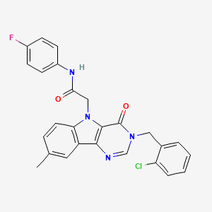 2-(3-(2-chlorobenzyl)-8-methyl-4-oxo-3H-pyrimido[5,4-b]indol-5(4H)-yl)-N-(4-fluorophenyl)acetamide