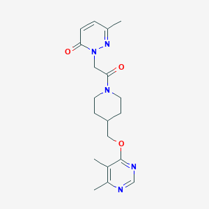 molecular formula C19H25N5O3 B2535315 2-(2-(4-(((5,6-dimethylpyrimidin-4-yl)oxy)methyl)piperidin-1-yl)-2-oxoethyl)-6-methylpyridazin-3(2H)-one CAS No. 2309189-49-7