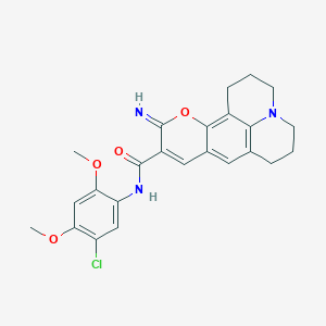 molecular formula C24H24ClN3O4 B2535320 N-(5-chloro-2,4-dimethoxyphenyl)-4-imino-3-oxa-13-azatetracyclo[7.7.1.0^{2,7}.0^{13,17}]heptadeca-1,5,7,9(17)-tetraene-5-carboxamide CAS No. 902507-61-3