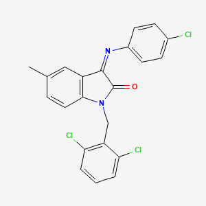 molecular formula C22H15Cl3N2O B2535327 3-[(4-chlorophenyl)imino]-1-(2,6-dichlorobenzyl)-5-methyl-1,3-dihydro-2H-indol-2-one CAS No. 478043-07-1