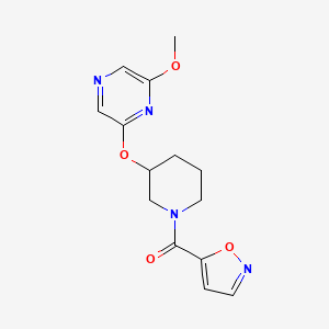 molecular formula C14H16N4O4 B2535336 Isoxazol-5-yl(3-((6-methoxypyrazin-2-yl)oxy)piperidin-1-yl)methanone CAS No. 2034479-38-2
