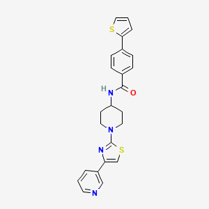 molecular formula C24H22N4OS2 B2535338 N-(1-(4-(pyridin-3-yl)thiazol-2-yl)piperidin-4-yl)-4-(thiophen-2-yl)benzamide CAS No. 1798672-05-5