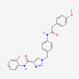 molecular formula C27H26N4O3 B2535342 1-(4-(2-(4-甲氧基苯基)乙酰氨基)苄基)-N-(邻甲苯基)-1H-咪唑-4-甲酰胺 CAS No. 1251709-71-3