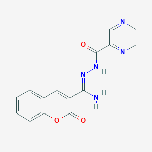 molecular formula C15H11N5O3 B2535357 2-oxo-N'-(pyrazin-2-ylcarbonyl)-2H-chromene-3-carbohydrazonamide CAS No. 2111896-33-2