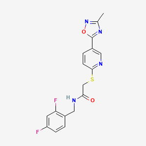 molecular formula C17H14F2N4O2S B2535360 N-(2,4-二氟苄基)-2-((5-(3-甲基-1,2,4-恶二唑-5-基)吡啶-2-基)硫代)乙酰胺 CAS No. 1251589-49-7