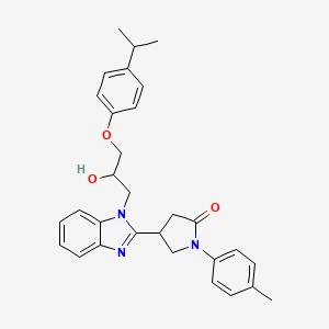 molecular formula C30H33N3O3 B2535362 4-(1-{2-Hydroxy-3-[4-(methylethyl)phenoxy]propyl}benzimidazol-2-yl)-1-(4-methy lphenyl)pyrrolidin-2-one CAS No. 1018161-48-2