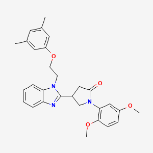molecular formula C29H31N3O4 B2535363 1-(2,5-dimethoxyphenyl)-4-{1-[2-(3,5-dimethylphenoxy)ethyl]-1H-benzimidazol-2-yl}pyrrolidin-2-one CAS No. 874639-65-3