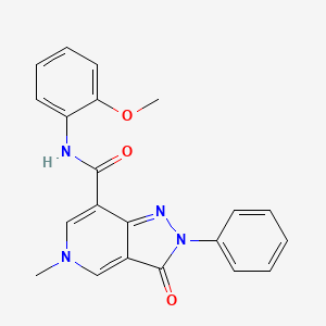 molecular formula C21H18N4O3 B2535364 N-(2-甲氧苯基)-5-甲基-3-氧代-2-苯基-3,5-二氢-2H-吡唑并[4,3-c]吡啶-7-甲酰胺 CAS No. 921880-12-8