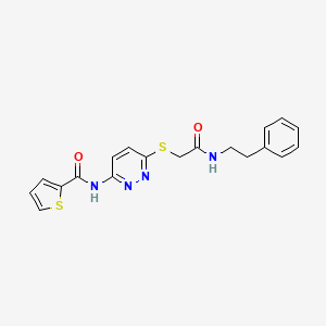 molecular formula C19H18N4O2S2 B2535370 N-(6-((2-oxo-2-(phenethylamino)ethyl)thio)pyridazin-3-yl)thiophene-2-carboxamide CAS No. 1021136-69-5