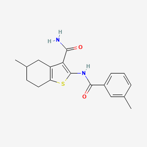 molecular formula C18H20N2O2S B2535374 5-Methyl-2-(3-methylbenzamido)-4,5,6,7-tetrahydrobenzo[b]thiophene-3-carboxamide CAS No. 313405-64-0