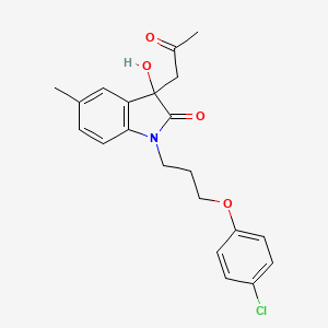 molecular formula C21H22ClNO4 B2535378 1-(3-(4-Chlorophenoxy)propyl)-3-hydroxy-5-methyl-3-(2-oxopropyl)indolin-2-one CAS No. 879045-48-4