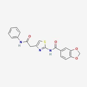 molecular formula C19H15N3O4S B2535380 N-(4-(2-oxo-2-(phenylamino)ethyl)thiazol-2-yl)benzo[d][1,3]dioxole-5-carboxamide CAS No. 921520-04-9