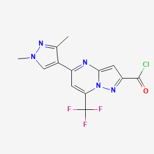 molecular formula C13H9ClF3N5O B2535382 5-(1,3-dimethyl-1H-pyrazol-4-yl)-7-(trifluoromethyl)pyrazolo[1,5-a]pyrimidine-2-carbonyl chloride CAS No. 1006481-23-7
