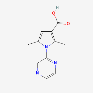 molecular formula C11H11N3O2 B2535389 2,5-dimethyl-1-(pyrazin-2-yl)-1H-pyrrole-3-carboxylic acid CAS No. 1156404-65-7