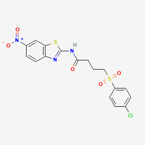 molecular formula C17H14ClN3O5S2 B2535398 4-((4-chlorophenyl)sulfonyl)-N-(6-nitrobenzo[d]thiazol-2-yl)butanamide CAS No. 941951-00-4