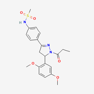 molecular formula C21H25N3O5S B2535400 N-(4-(5-(2,5-dimethoxyphenyl)-1-propionyl-4,5-dihydro-1H-pyrazol-3-yl)phenyl)methanesulfonamide CAS No. 852141-10-7