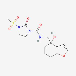 molecular formula C14H19N3O6S B2535402 N-((4-hydroxy-4,5,6,7-tetrahydrobenzofuran-4-yl)methyl)-3-(methylsulfonyl)-2-oxoimidazolidine-1-carboxamide CAS No. 2319639-32-0