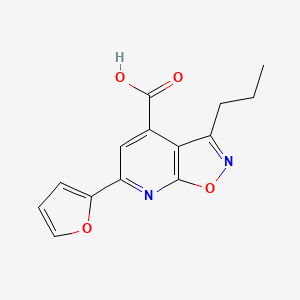 molecular formula C14H12N2O4 B2535403 6-(呋喃-2-基)-3-丙基-[1,2]恶唑并[5,4-b]吡啶-4-羧酸 CAS No. 953893-59-9