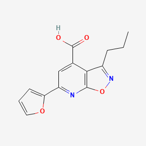 molecular formula C14H12N2O4 B2535403 6-(フラン-2-イル)-3-プロピル-[1,2]オキサゾロ[5,4-b]ピリジン-4-カルボン酸 CAS No. 953893-59-9