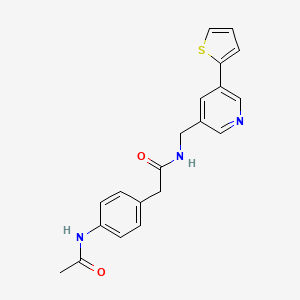 molecular formula C20H19N3O2S B2535405 2-(4-acetamidophenyl)-N-((5-(thiophen-2-yl)pyridin-3-yl)methyl)acetamide CAS No. 2034252-05-4