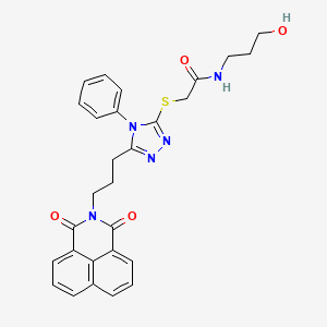 2-((5-(3-(1,3-dioxo-1H-benzo[de]isoquinolin-2(3H)-yl)propyl)-4-phenyl-4H-1,2,4-triazol-3-yl)thio)-N-(3-hydroxypropyl)acetamide