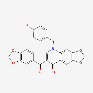molecular formula C25H16FNO6 B2535409 7-(1,3-benzodioxol-5-ylcarbonyl)-5-(4-fluorobenzyl)[1,3]dioxolo[4,5-g]quinolin-8(5H)-one CAS No. 904433-67-6