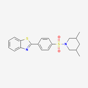 molecular formula C20H22N2O2S2 B2535415 2-{4-[(3,5-Dimethylpiperidin-1-yl)sulfonyl]phenyl}-1,3-benzothiazole CAS No. 391867-48-4