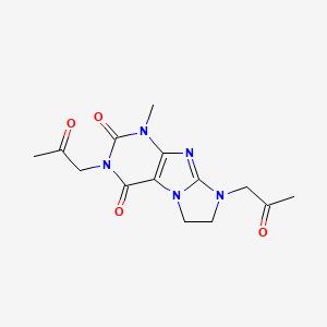 molecular formula C14H17N5O4 B2535418 1-甲基-3,8-双(2-氧代丙基)-7,8-二氢-1H-咪唑并[2,1-f]嘌呤-2,4(3H,6H)-二酮 CAS No. 1010893-63-6