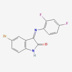 molecular formula C14H7BrF2N2O B2535421 3-((2,4-Difluorophenyl)imino)-5-bromoindolin-2-one CAS No. 118416-28-7