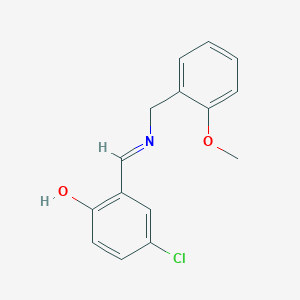molecular formula C15H14ClNO2 B2535426 4-chloro-2-{(E)-[(2-methoxybenzyl)imino]methyl}phenol CAS No. 1232827-59-6