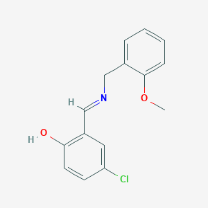 molecular formula C15H14ClNO2 B2535426 4-クロロ-2-{(E)-[(2-メトキシベンジル)イミノ]メチル}フェノール CAS No. 1232827-59-6