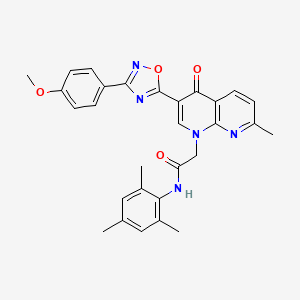 molecular formula C29H27N5O4 B2535431 2-{3-[3-(4-methoxyphenyl)-1,2,4-oxadiazol-5-yl]-7-methyl-4-oxo-1,4-dihydro-1,8-naphthyridin-1-yl}-N-(2,4,6-trimethylphenyl)acetamide CAS No. 1030133-20-0