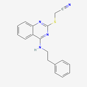 molecular formula C18H16N4S B2535436 2-((4-(Phenethylamino)quinazolin-2-yl)thio)acetonitrile CAS No. 422532-30-7