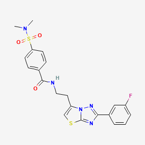 molecular formula C21H20FN5O3S2 B2535437 4-(N,N-dimethylsulfamoyl)-N-(2-(2-(3-fluorophenyl)thiazolo[3,2-b][1,2,4]triazol-6-yl)ethyl)benzamide CAS No. 1209671-75-9