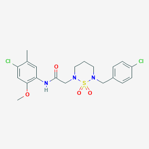 molecular formula C20H23Cl2N3O4S B2535438 2-[6-(4-氯苄基)-1,1-二氧化-1,2,6-噻二嗪-2-基]-N-(4-氯-2-甲氧基-5-甲基苯基)乙酰胺 CAS No. 946293-76-1