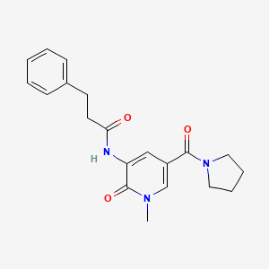 molecular formula C20H23N3O3 B2535451 N-(1-methyl-2-oxo-5-(pyrrolidine-1-carbonyl)-1,2-dihydropyridin-3-yl)-3-phenylpropanamide CAS No. 1211381-89-3