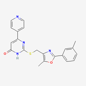 2-(((5-Methyl-2-(m-tolyl)oxazol-4-yl)methyl)thio)-6-(pyridin-4-yl)pyrimidin-4-ol
