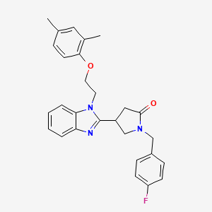 molecular formula C28H28FN3O2 B2535458 4-{1-[2-(2,4-dimethylphenoxy)ethyl]-1H-benzimidazol-2-yl}-1-(4-fluorobenzyl)pyrrolidin-2-one CAS No. 915189-10-5