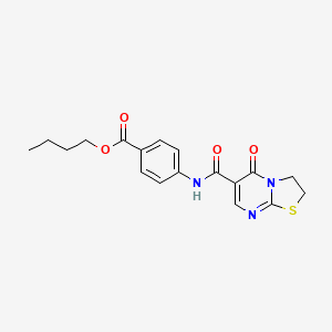 molecular formula C18H19N3O4S B2535466 butyl 4-(5-oxo-3,5-dihydro-2H-thiazolo[3,2-a]pyrimidine-6-carboxamido)benzoate CAS No. 497072-48-7